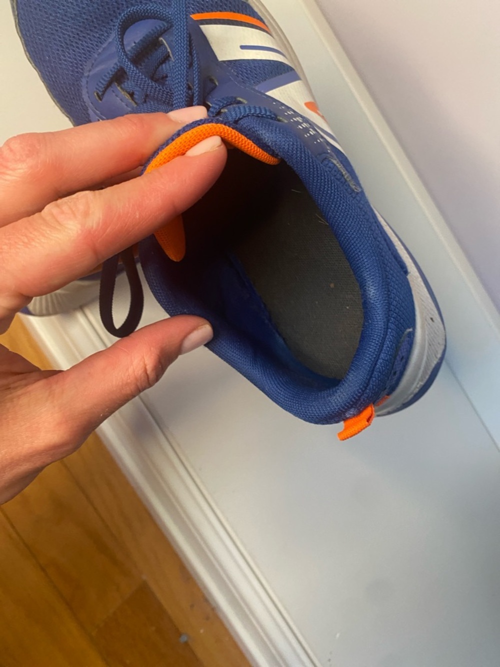 New Balance Blue Kids Sneakers with Orange and White Details - Picture 5 of 12